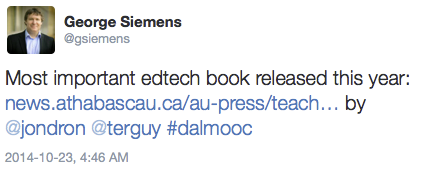 George Siemens calls it the "Most important edtech book released this year"